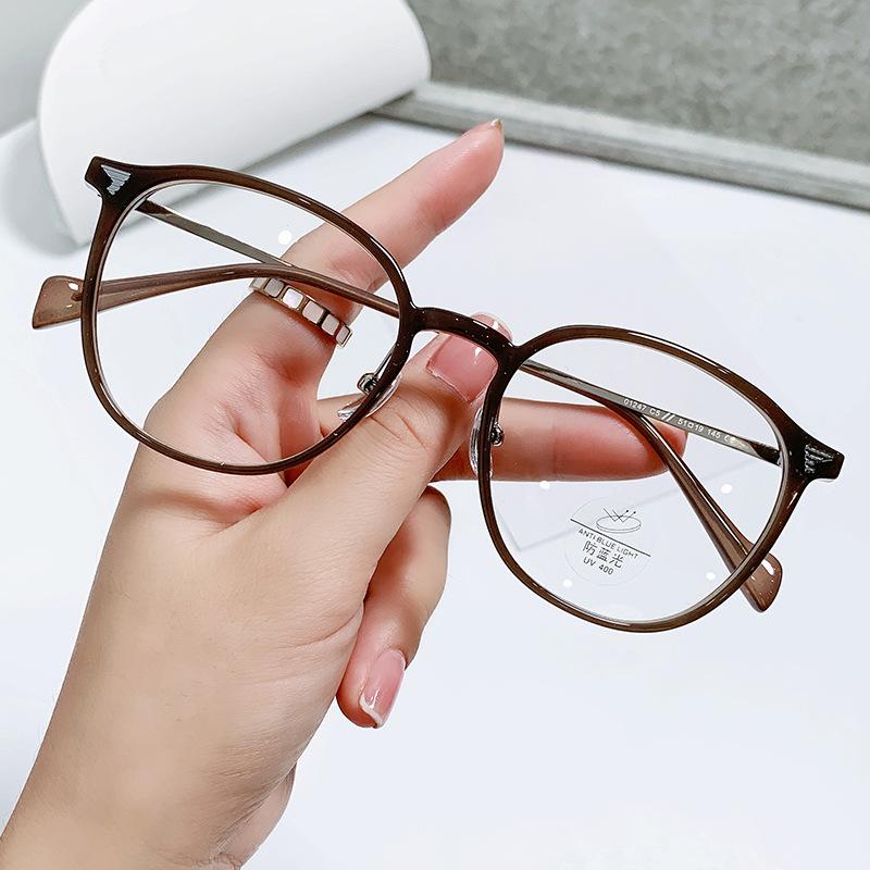 Retro Tr Anti-Blue Glasses Women'S Street Photography Plain Glasses Frame Flat Glasses 01247