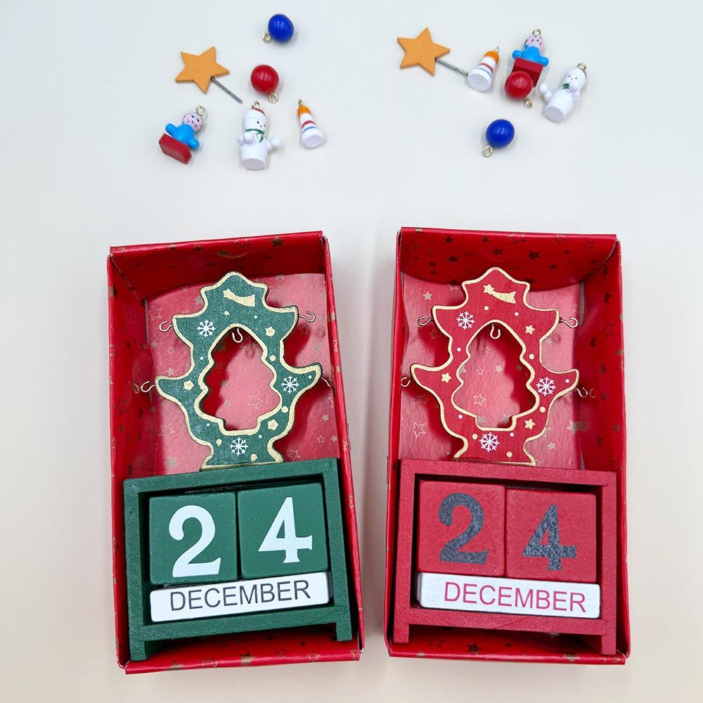 1PC Christmas Wooden Calendar Ornament Countdown Santa Claus Snowman DIY for Tabletop Ornaments Christmas Decoration 2025