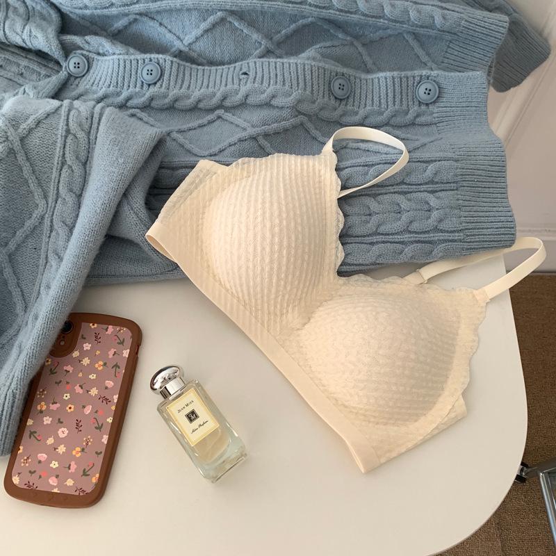 Wheat Ear Lace Seamless Sports Bra - Fixed Cup, Enhances Small Chests, Prevents Sagging, Sexy Look