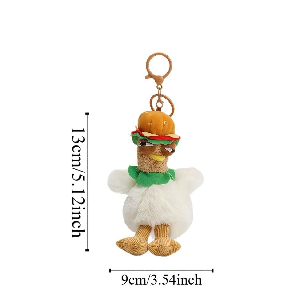 Doll Plush Chicken Keychain Simulation Gugu Animal Key Holder Hamburger Hen Key Ring  Men