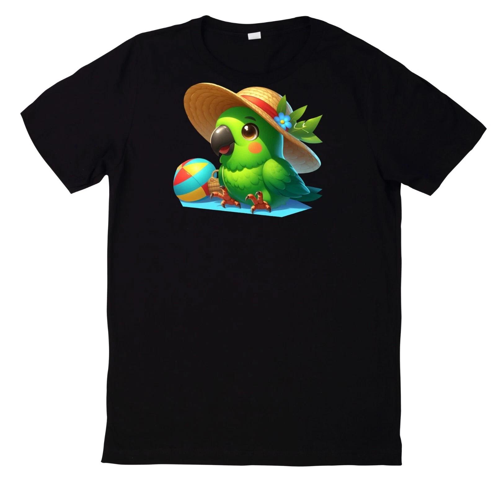 T-Shirt Niedlicher und lustiger grüner Papagei Motiv Baumwolle XXXXL