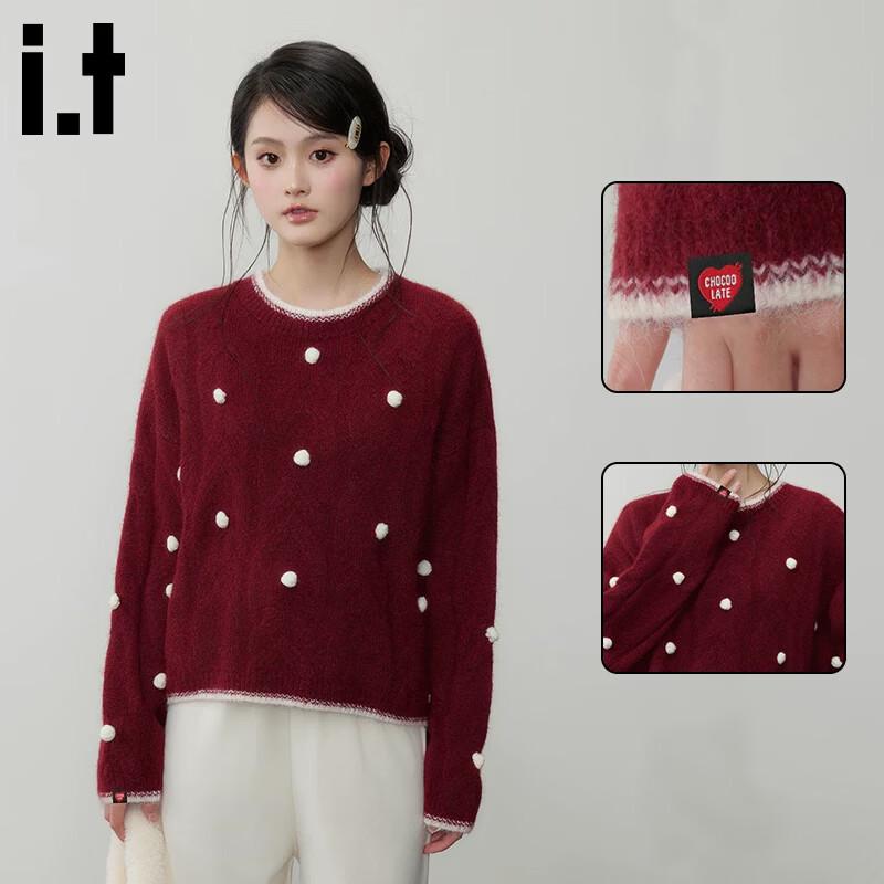 

:CHOCOOLATE Women s 3D Fuzzy Ball Knit Sweater One Size