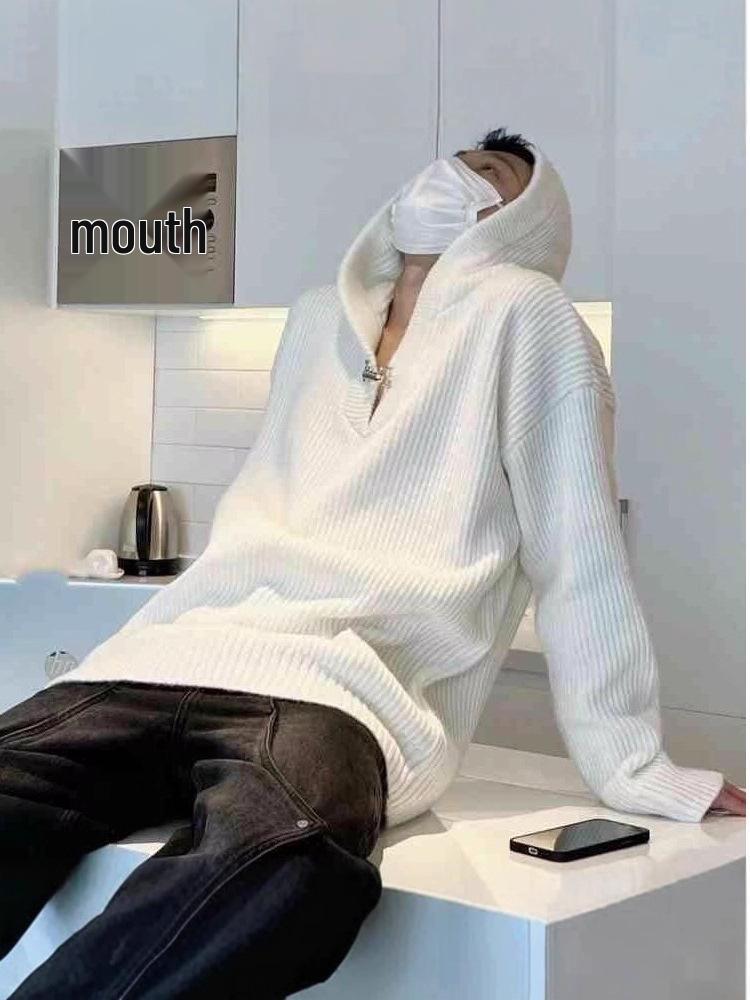 Men's Autumn Hooded Sweater: Trendy, Street Casual Knitwear Jacket