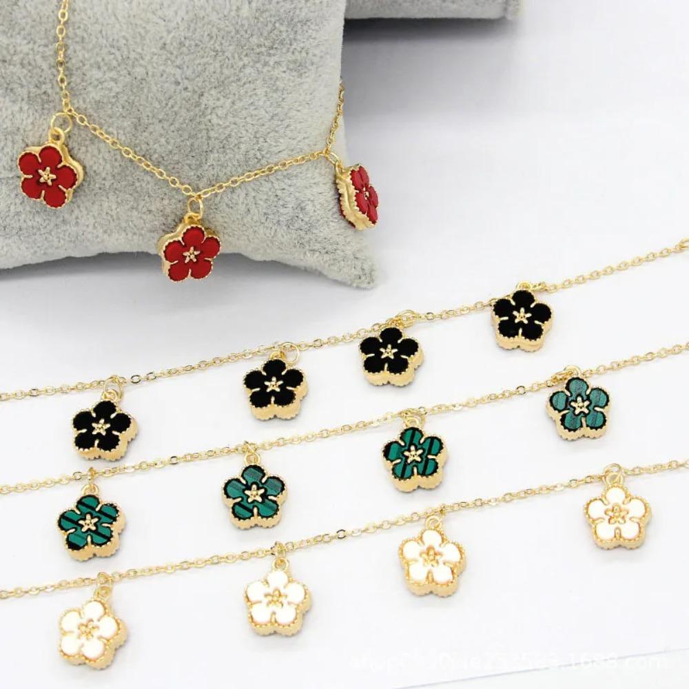 New Boho Sweet Five Leaves Flower Bracelets for Women Korean Charm Double Sided Metal Bracelet Wedding Party Luxury Jewelry Gift