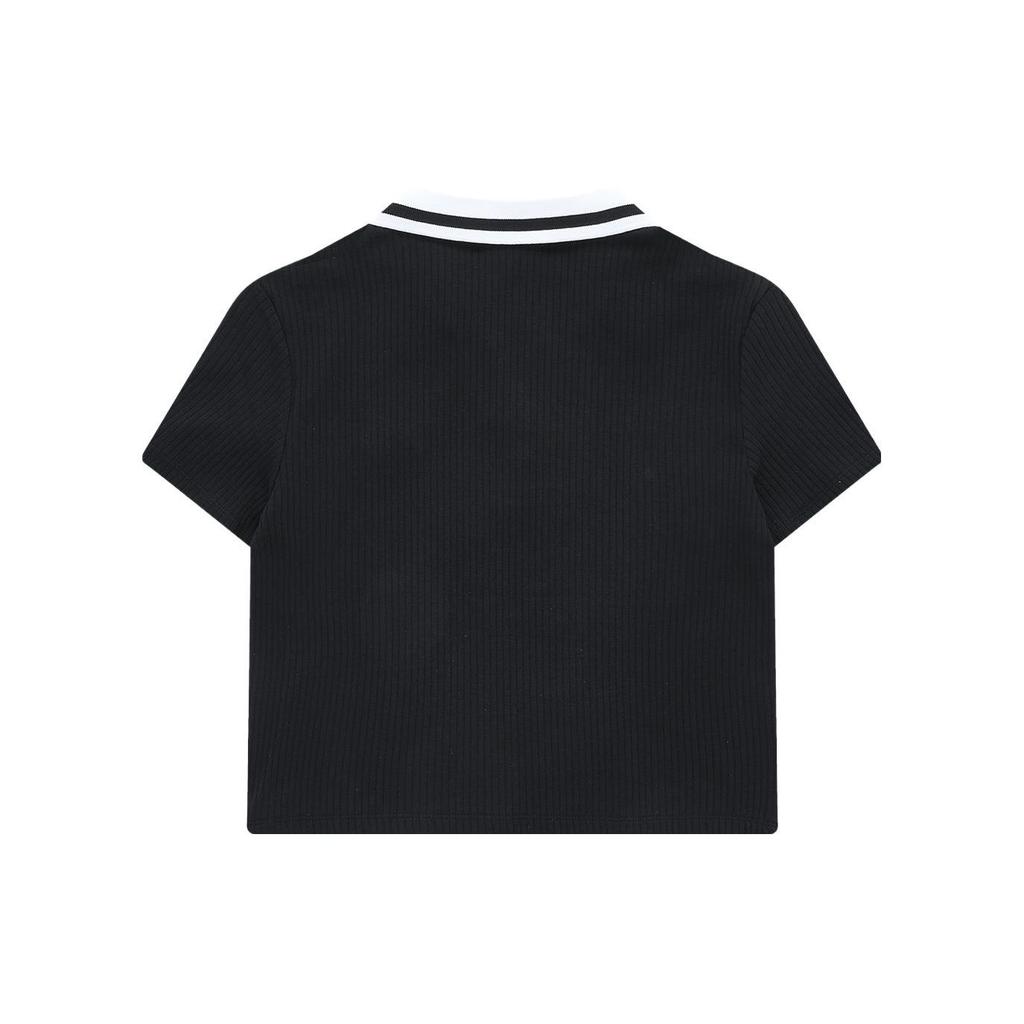 Fila Fusion Color Block Sports Slim Fit Short Sleeve Polo Shirt Women Tops Deep-Black T11W323111ABK