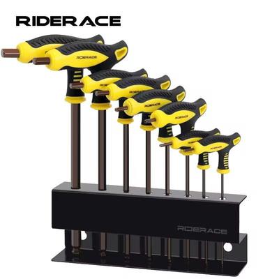 RIDERACE Bicycle Allen Hex Key Wrench Hand Repair Tools T Handle S2 Steel Ball Head Inner Hexagon Spanner 2.5/3/4/5/6/8/10mm T25