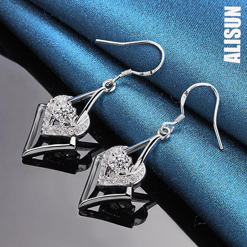 Cercei piercing în formă de inimă, argint 925 AAA, zirconiu, bijuterii de nuntă la modă