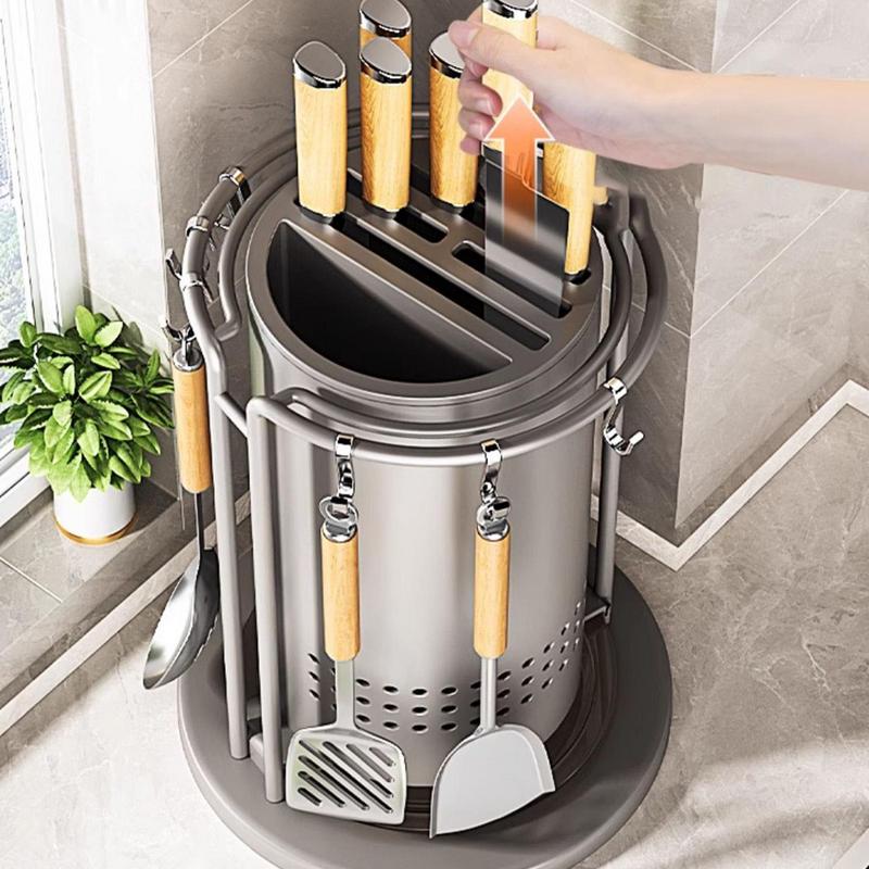 Supporto per coltelli rotanti multifunzionali Supporto per coltelli rotanti Bacchette rimovibili Posate Utensili Serbatoio di stoccaggio Utensile da cucina