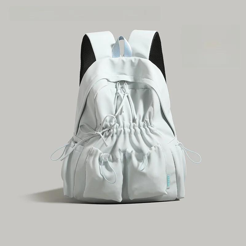 Drawstring Lace-up Bow Mochilas Mujer Student Mochila High Capacity Bag Daily Using Zipper Bolsas 2026 New Youth Backpack