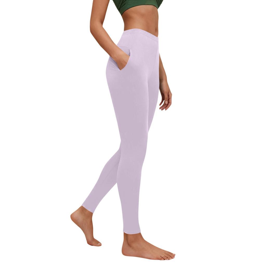 Damskie Legginsy, Dopasowane Spodnie do Jogi z Elastycznym Pasem i Kieszeniami, Długie Spodnie