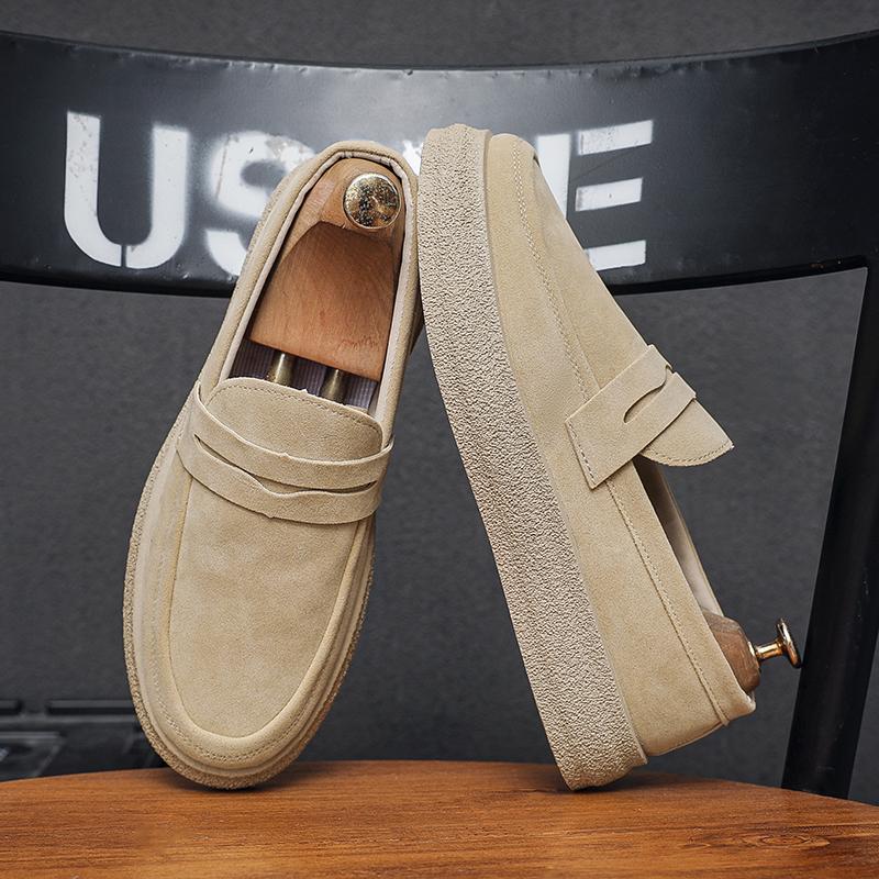 Fashion Men Suede Loafers Comfortable Man Casual Shoes Lightweight Slip on Walking Sneakers Platform Breathable Driving Shoes
