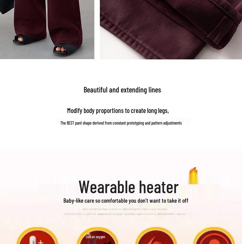 Women's Wide-Leg Wine Red Cotton Jeans - High Waist, Loose Drape, Casual for Autumn/Winter, Japanese Korean Style