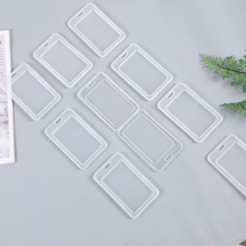 New Plastic Card Sleeves with Lanyard Transparent ID Card Protective Film Student ID Card Holder