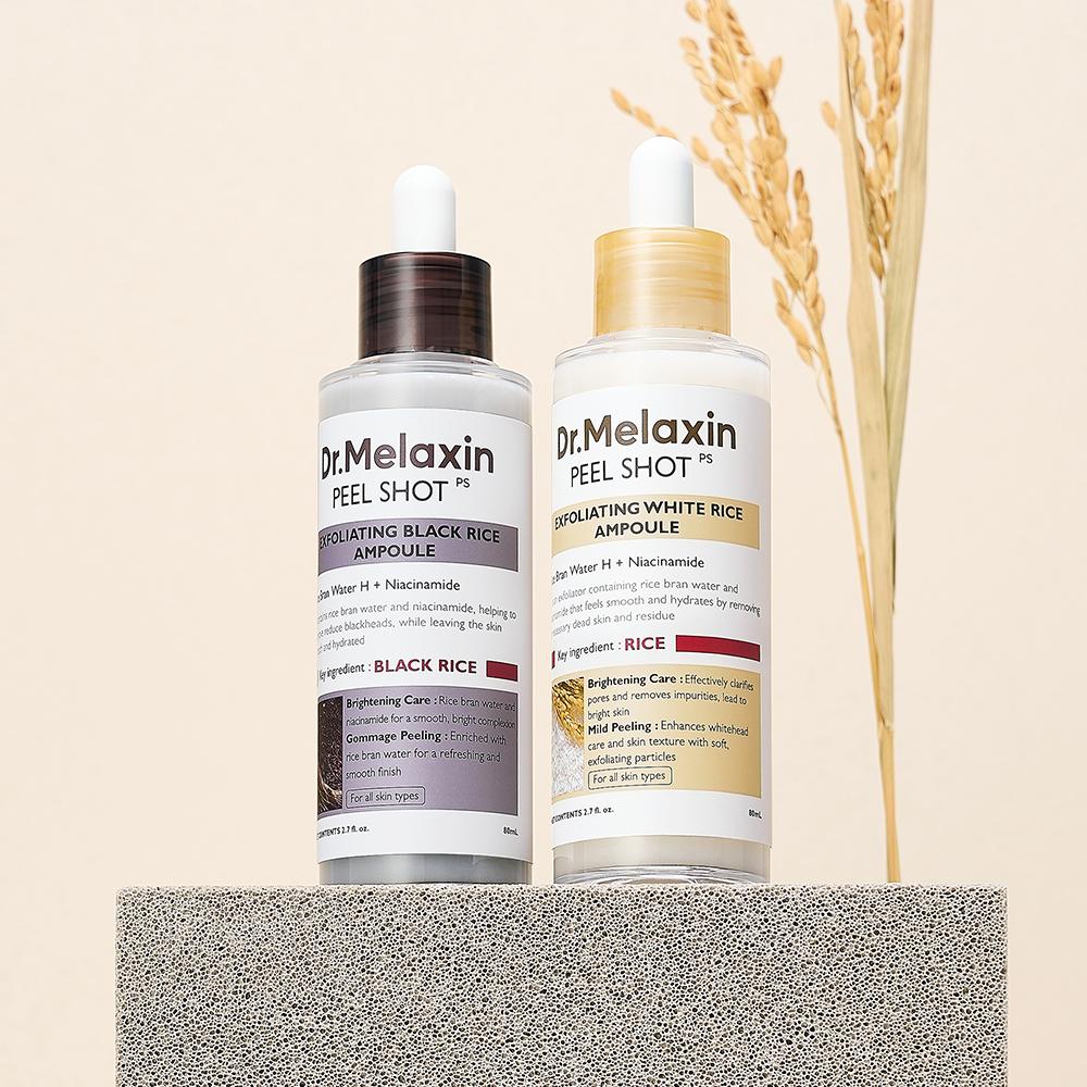 Dr.Melaxin Peel Shot Gommage Ampoule Rice Exfoliating Brightening Serum 80ml (White Rice / Black Rice)