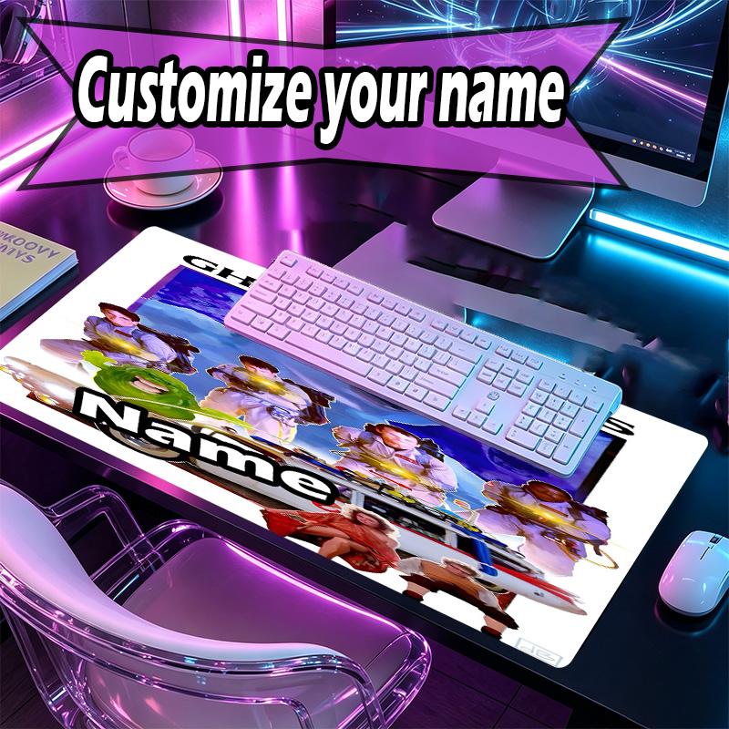 Custom Name Personalized Ghostbusters Pattern Mousepad, Laptop PC Desk Mat, Decorative Desk Mat for Home Keyboard Pad Gift