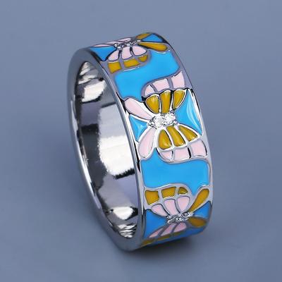 Eurn French Romantic Lady Ring Fresh Pastoral Enamel Ring Butterfly Bride Wedding