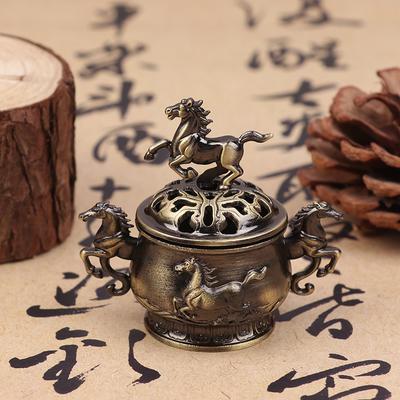 Vintage Alloy Incense Burner Horse Lucky Hollow Lotus Incense Censer Seashell Incense Holder Mini 2026 Year Of The Horse Stove
