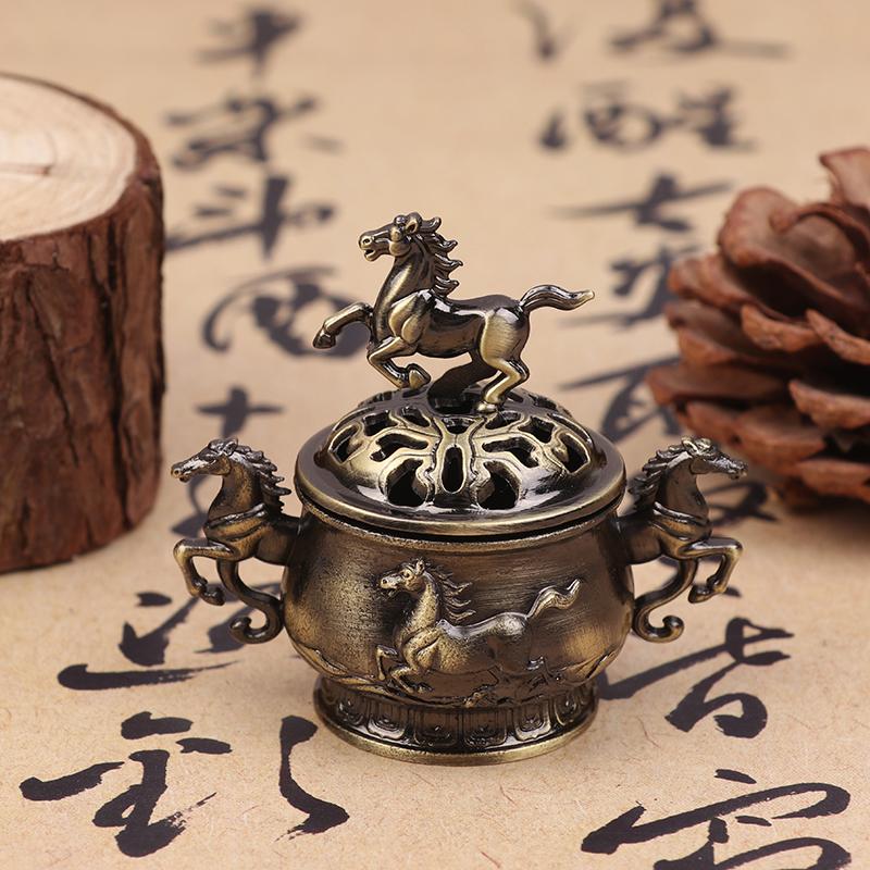 Vintage Alloy Incense Burner Horse Lucky Hollow Incense Censer Seashell Incense Holder Mini 2026 Year Of The Horse Stove