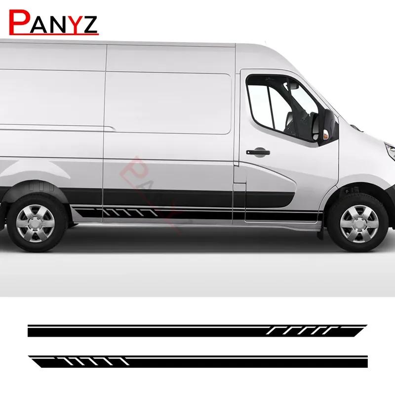 2PCS Car Door Side Stickers For Renault Master 1 2 3 Mk2 MK3 Day Van Camper Motorhome Stripes Decals Conversion Accessories