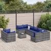 VidaXL Garden Furniture Set with Cushions 10 Pcs Grey Wicker, Outdoor Sofa Set, Garden Corner Sofa, 3308311