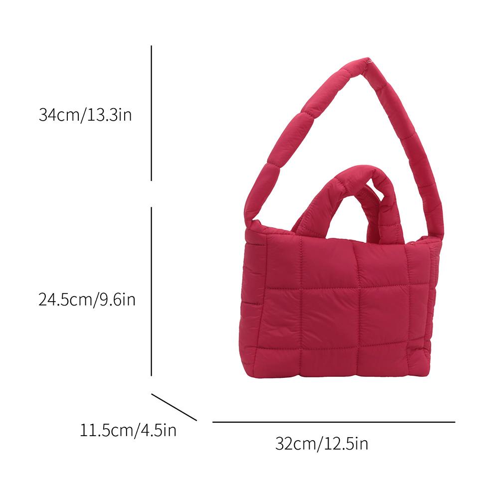 Women Puffer Tote Handbag Large Capacity Quilted Top Handle Bag Solid Color Puffy Shoulder Bag Female Travel Bag