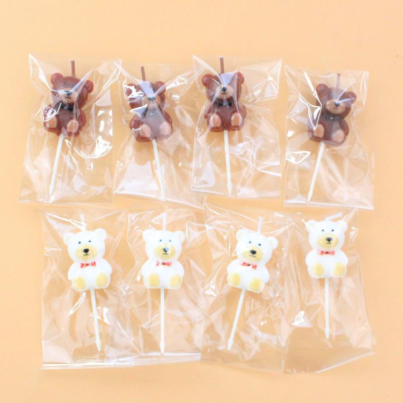 Bag Cartoon Couple Little Bear Candle INS Style Creative Candle Bow Tie Party Dressing Supplies