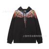 American street lightning wing print jacket men's and women's autumn and winter black loose shoulder heavy trendy hooded top