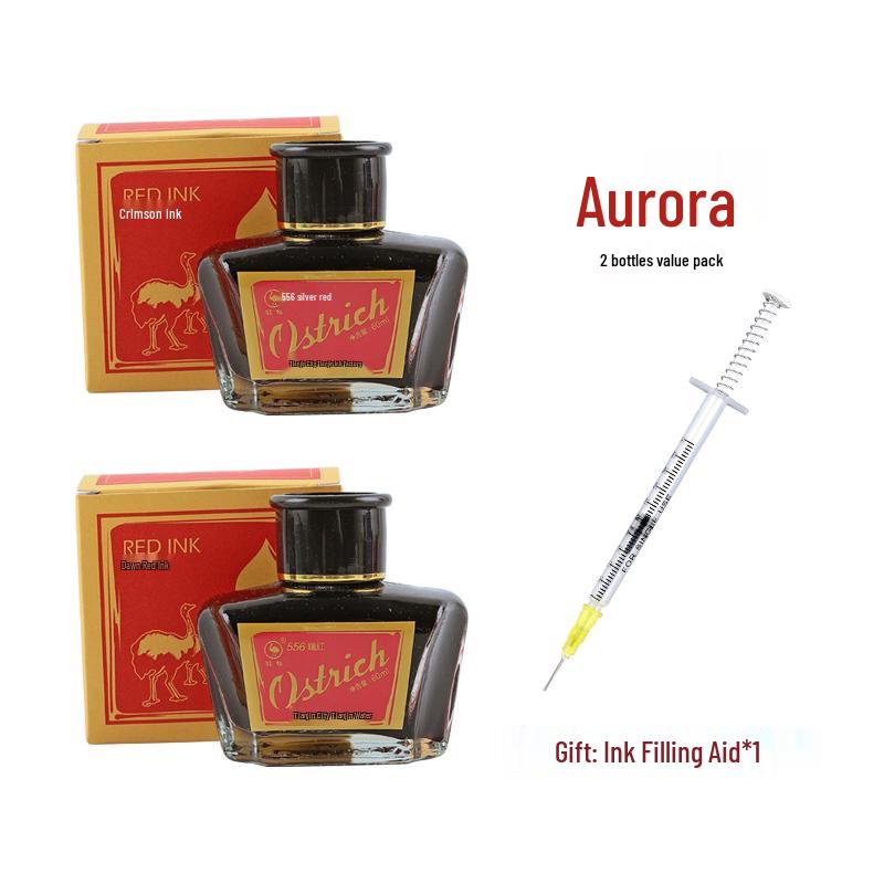 Ostrich Ink Series: Set of 3 Waterproof, Erasable Fountain Pen Inks - Red, Black, Pure Blue