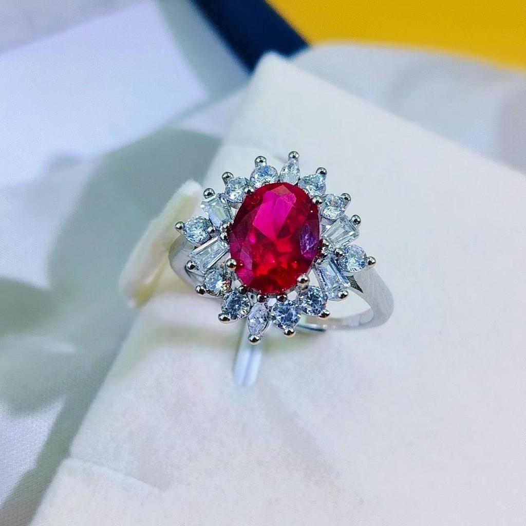 Luxury Pigeon Blood Red Ruby Jewelry Set: Ring, Earrings & Necklace