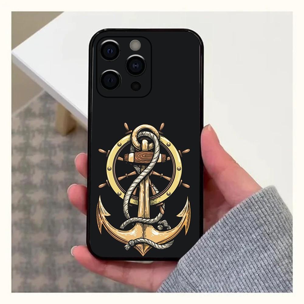 Anchor Sailing Phone Case For Apple iPhone 15,14,13,12,11,Pro,X,XS,Max,XR,Plus,Mini Soft Black Cover