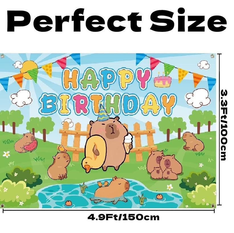 216. Sfondo Festa di Compleanno Capibara Banner Decorazione Sfondo Fotografico Animale dello Zoo