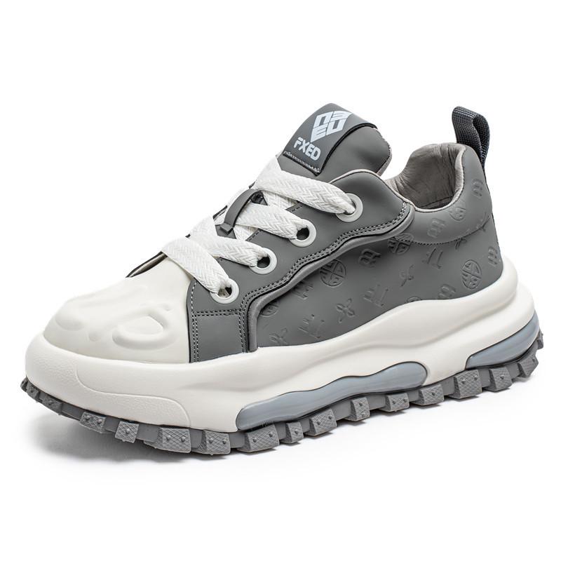 

Мужские весенне-осенние повседневные кроссовки в корейском стиле, модные, с низким верхом, на толстой подошве, увеличивающие рост Size 40 серый