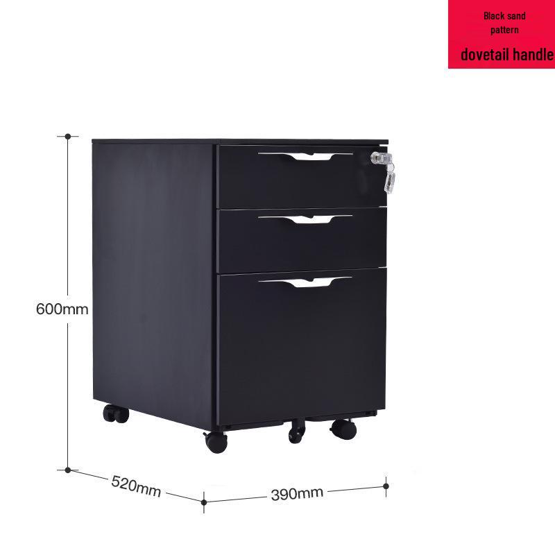 Steel Three-Drawer Mobile Office Cabinet with Lock, Under Desk Storage Solution