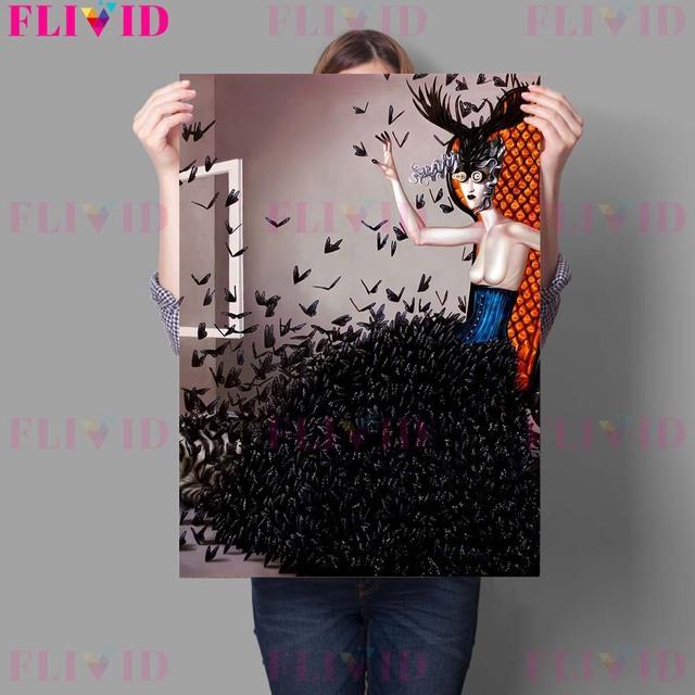 Charming Witch Modern Abstract Wall Art Oil Painting Butterfly Lady Dream Art Poster