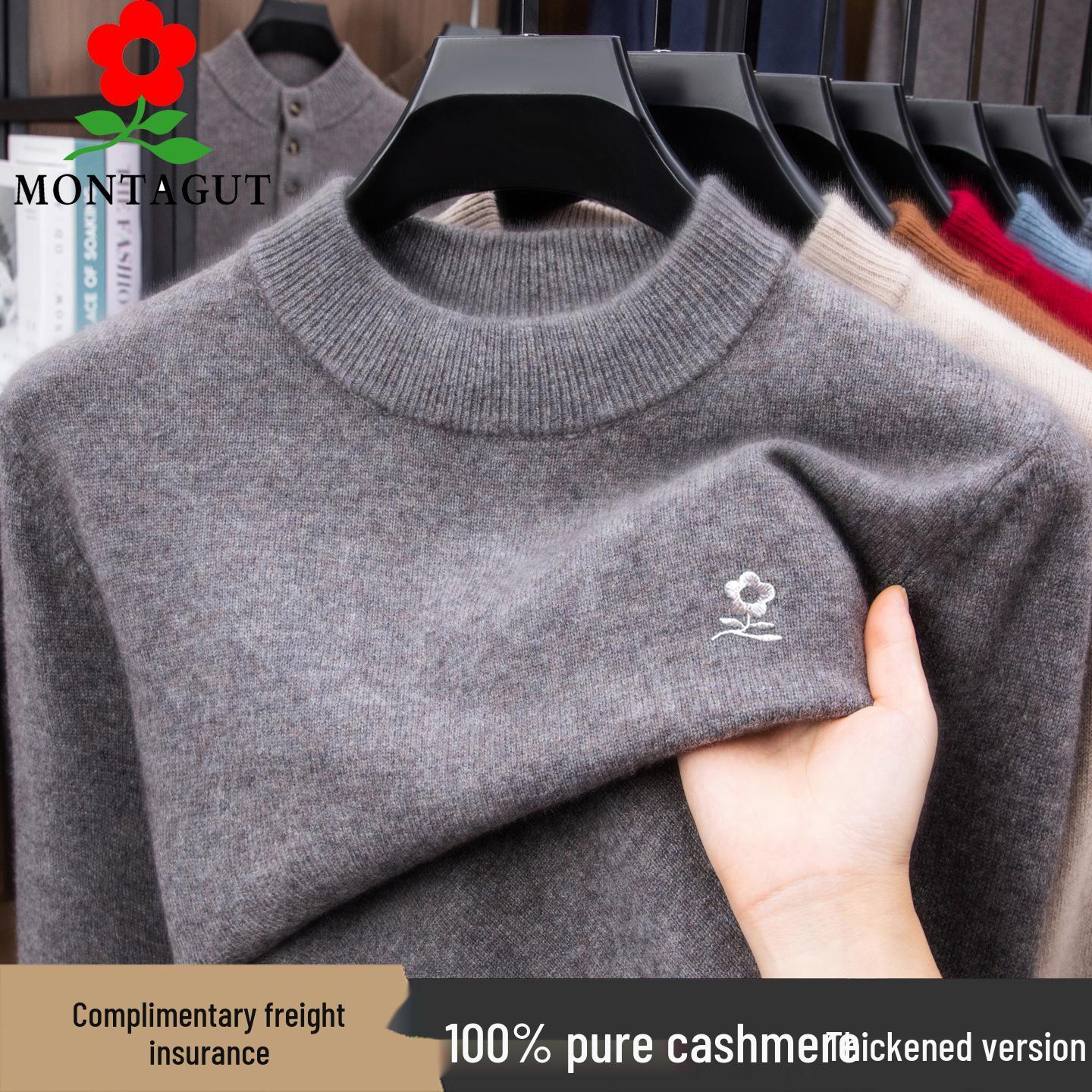 

Dream.Tejiao Men s 100% Pure Cashmere Half-High Neck Sweater - Thickened Middle-Aged Dad s Wool Base Layer. 165