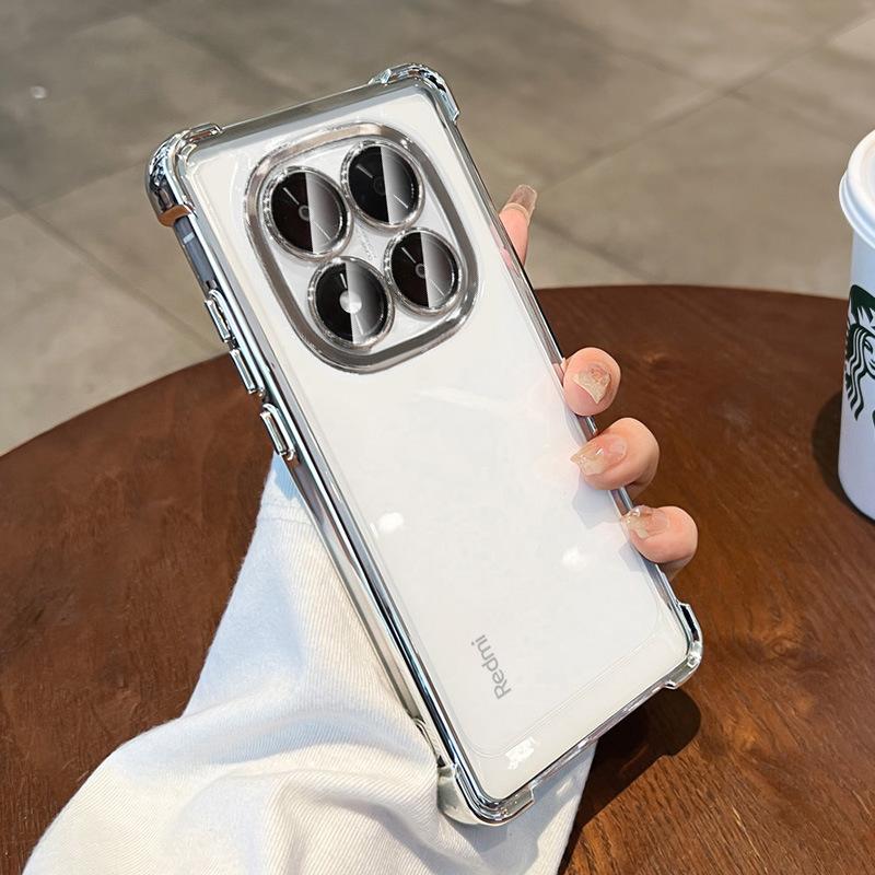 Applicable to Redmi note14Pro mobile phone case with its own lens film Redmi note13 electroplated transparent soft case anti-drop