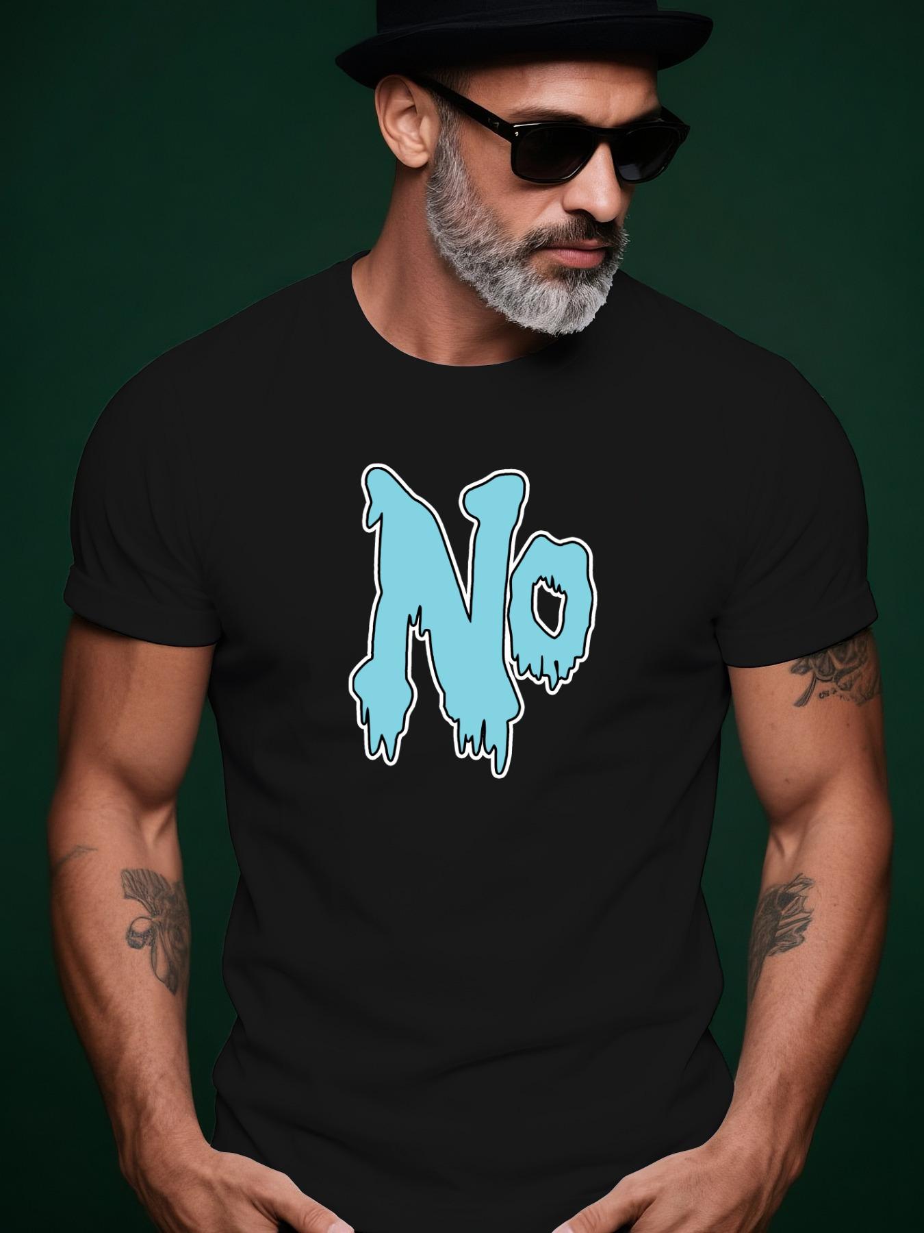 Graphic Tshirt - Bold NO Letter Streetwear Tee in Maroon S