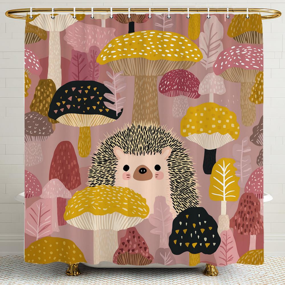 Cartoon-Duschvorhang, Niedliche Blumenkatzen-Kunstaufdruck, Dekorative Badezimmer-Duschvorhänge, Wasserdichter Duschvorhang mit Haken