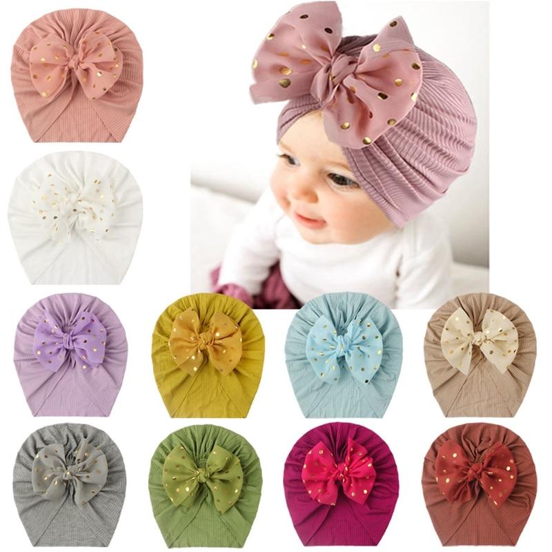Newborn Infant Baby Turban Toddler Kids Boy Girl Cotton Blends Hat Lovely Soft Cute Bow Knot Beanies Baby Gifts