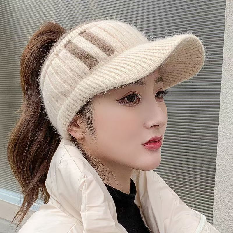 Women's Fashion Empty Top Woolen Hat - Perfect for Autumn and Winter, Knitted Warmth, Stylish Design, Breathable Comfort, Versatile Matching
