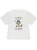 Women's T-shirt with A Illustration of A Character In A Green Top and Pink Pants, Quirky Style Korean Text About Life Attitude