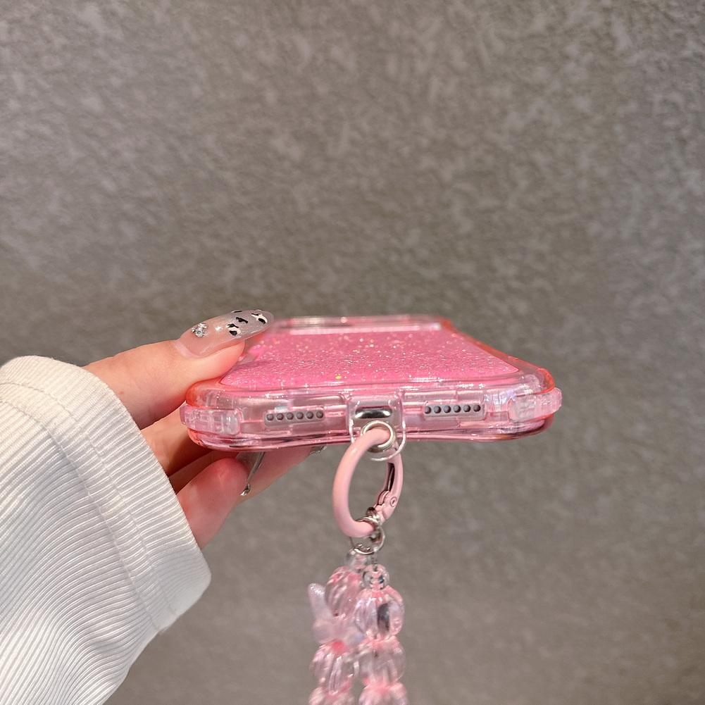 2-in-1 Four-corner Airbag Glitter Resin Bracelet Case For iPhone 17 Pro Max 17 Air 16e 16 Pro 15 Pro 14 + 13 12 11 Protect Cover