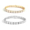 Rockyu Unisex Tennis Chain Bracelet with Cubic Zirconia, Square Cut, Gold and Silver Finish, 5mm Wide, 17.7cm Long, Simple and Sparkling Design, Unise