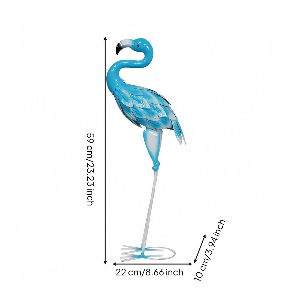 Painted Iron Flamingo Sculpture Decorative Garden Ornament Lifelike