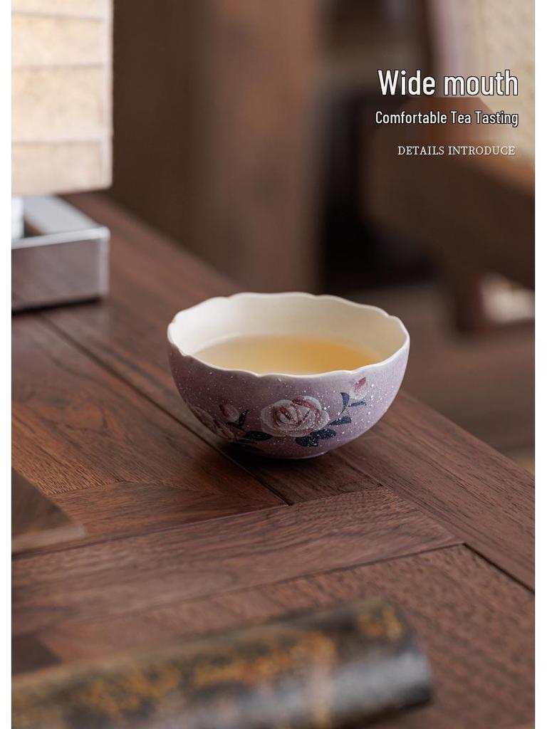 Handmade High-End Ceramic Rose Douli Tea Cup for Kung Fu Tea