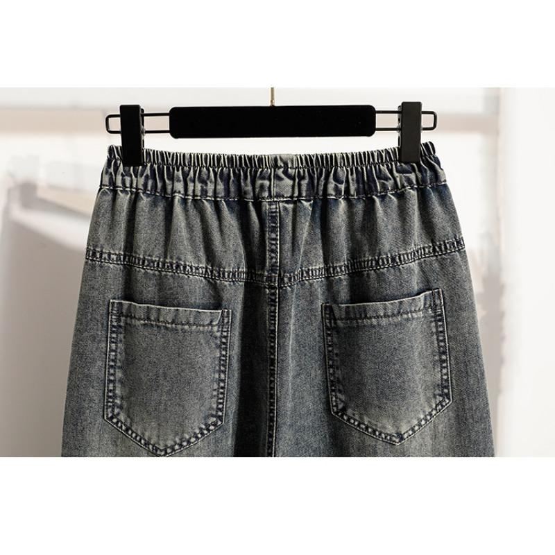 DIMANAF 2026 Spring Summer Women Plus Size Jeans New Fashion Lady Denim Oversized Loose Long Pants
