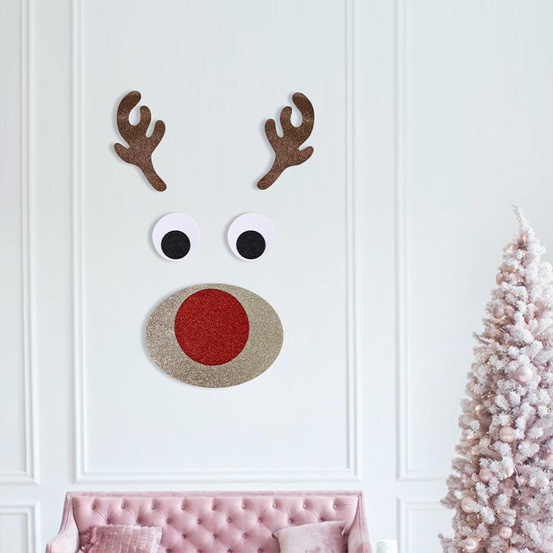 Christmas Door Window Stickers Felt Cloth Cartoon Snowman Santa Claus Elk Wall Sticker for Winter Xmas Noel Happy New Year Decor