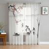 Plum Blossom Bird Chinese Style Tulle Translucent Drapes for Living Room Decoration Window Opening Drape for Bedroom Voile Organza Drapes