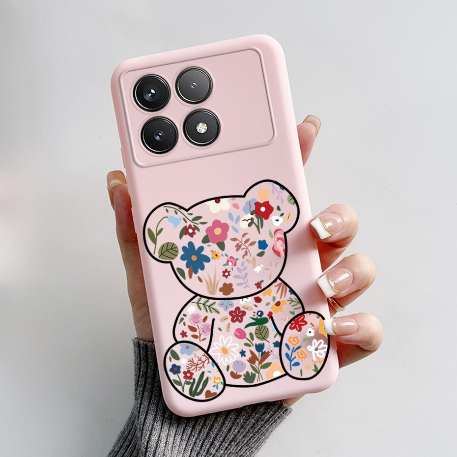For Xiaomi POCO F6 Pro Case Cute Bear Cartoon Frog Silicone Soft Rubber Camera Protector Case POCO F6 Pro Case POCO F6 Pro Cover