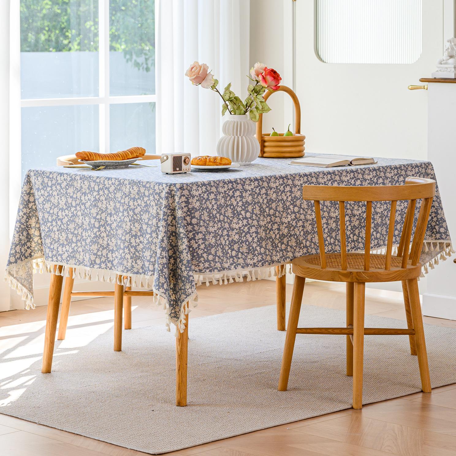 

Обеденный стол скатерть с бахромой вышитая клетчатая ткань для домашнего хозяйства, ветер высокого класса прямоугольный журнальный столик 60*60cm